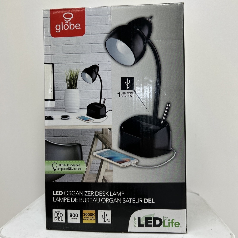 Globe‎ Electric 12709 Organizer Desk Lamp, Black